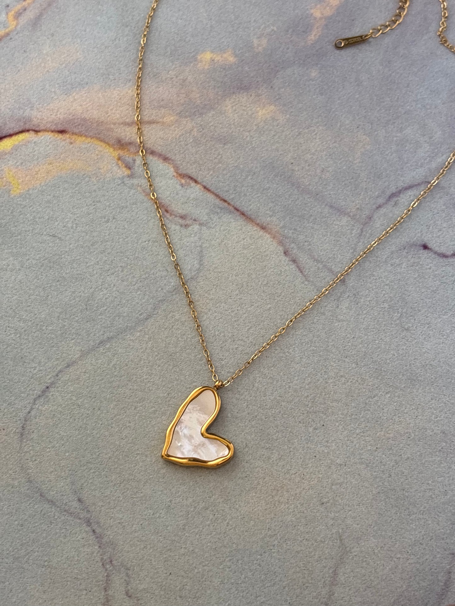 Abstract MOP Heart Necklace