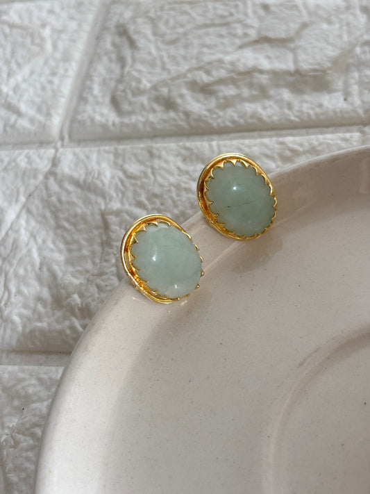 Bliss Natural Stone Studs- Brass