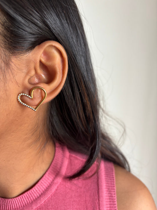 Studded Cut-out Heart Studs