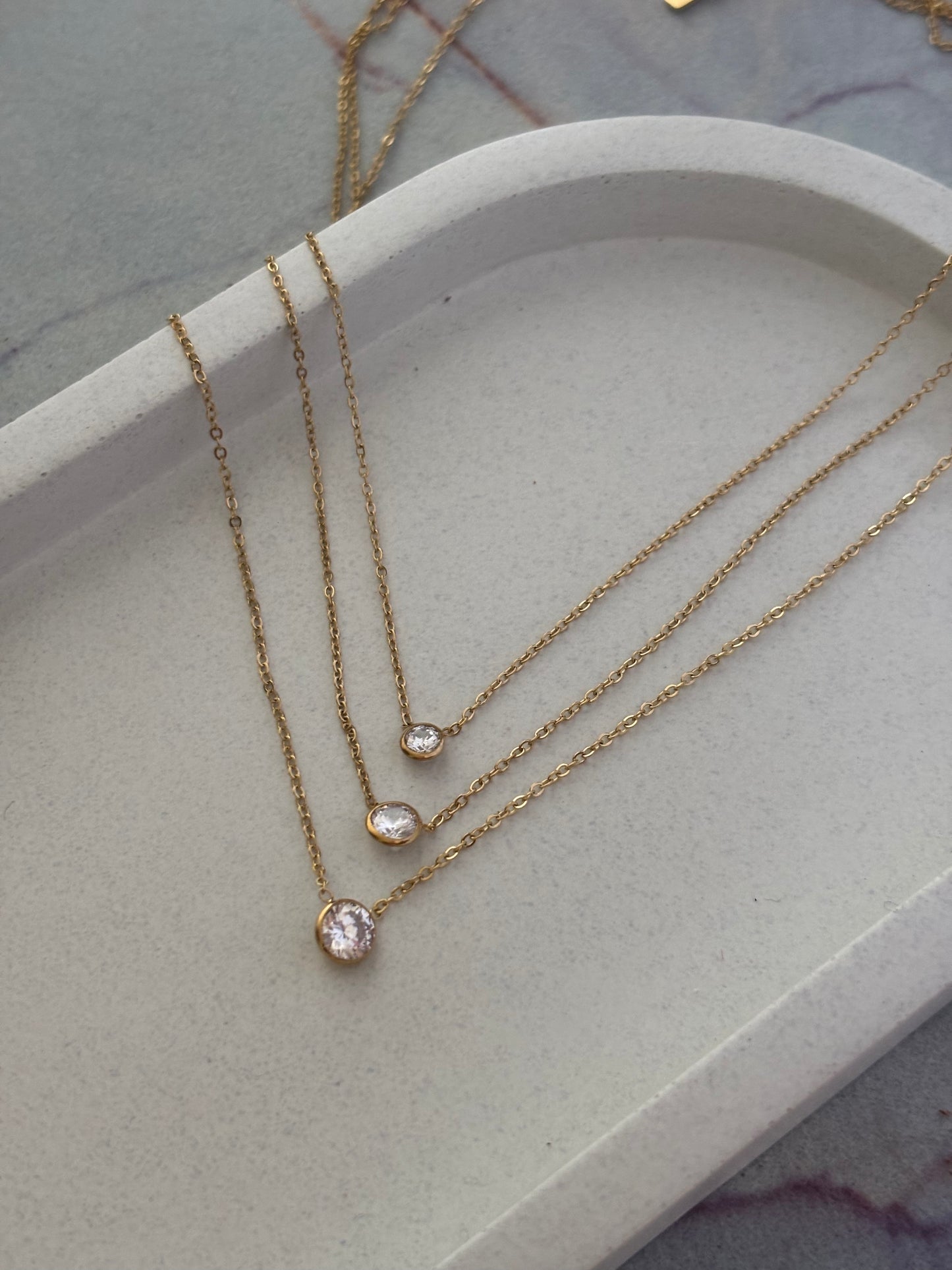 Triple Layered Solitaire Necklace