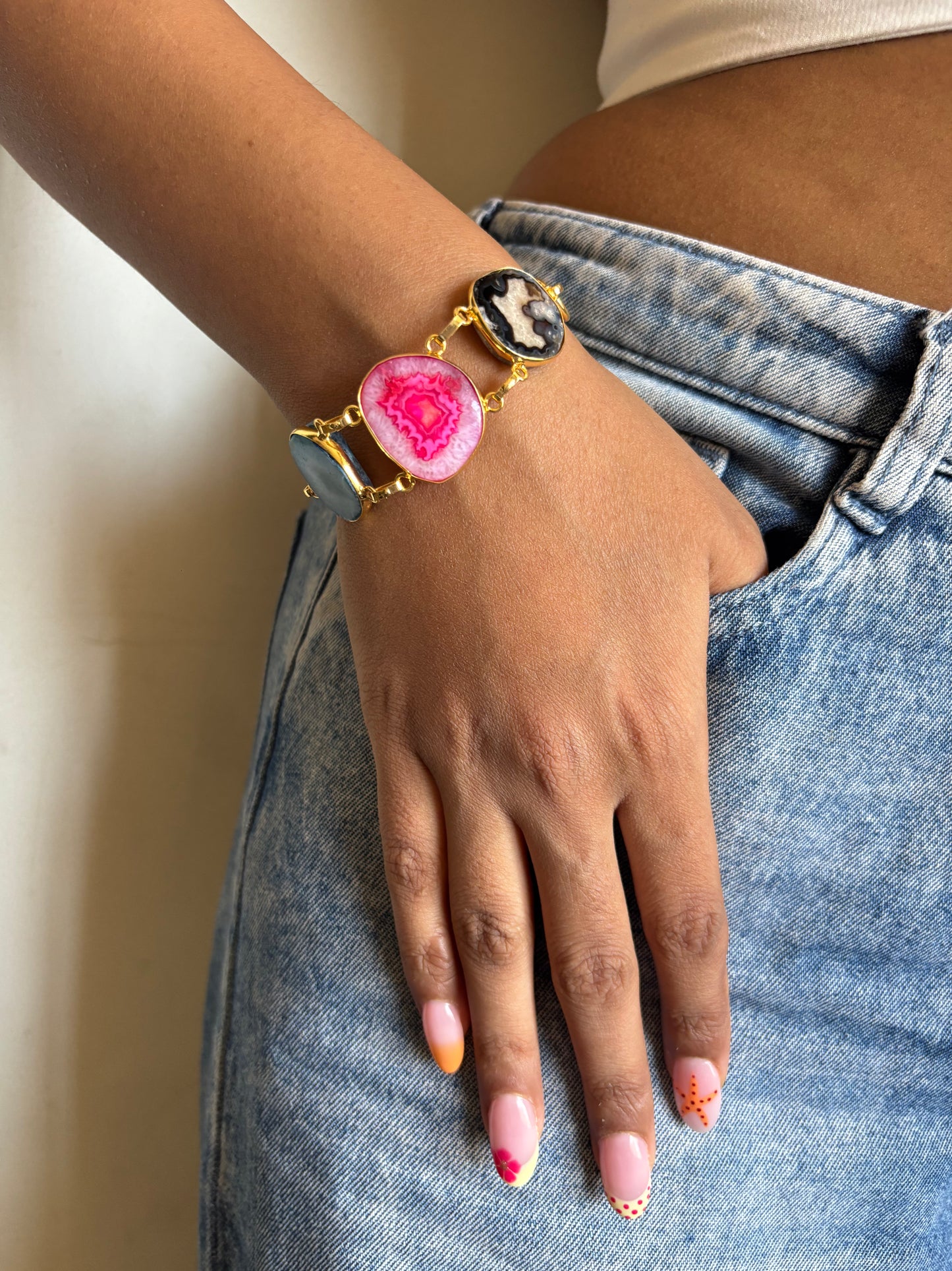 Bette Natural Stone Bracelet- Brass