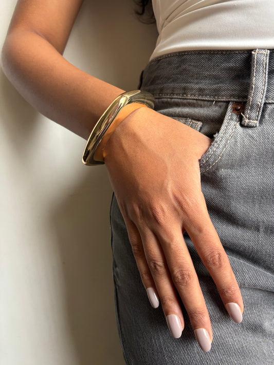 Squircle Chunky Brass Bracelet Gold