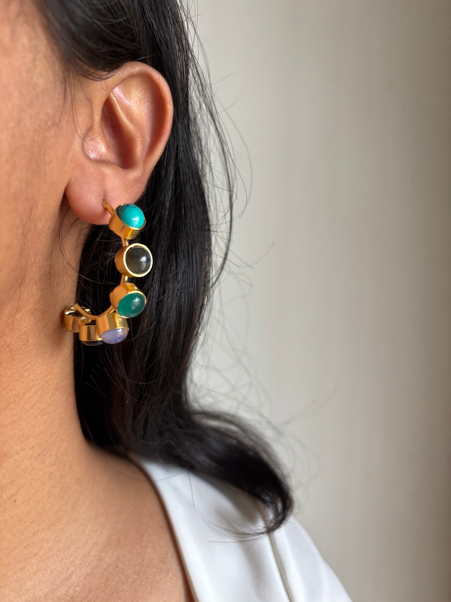 Diana Multi-color Hoops-Brass
