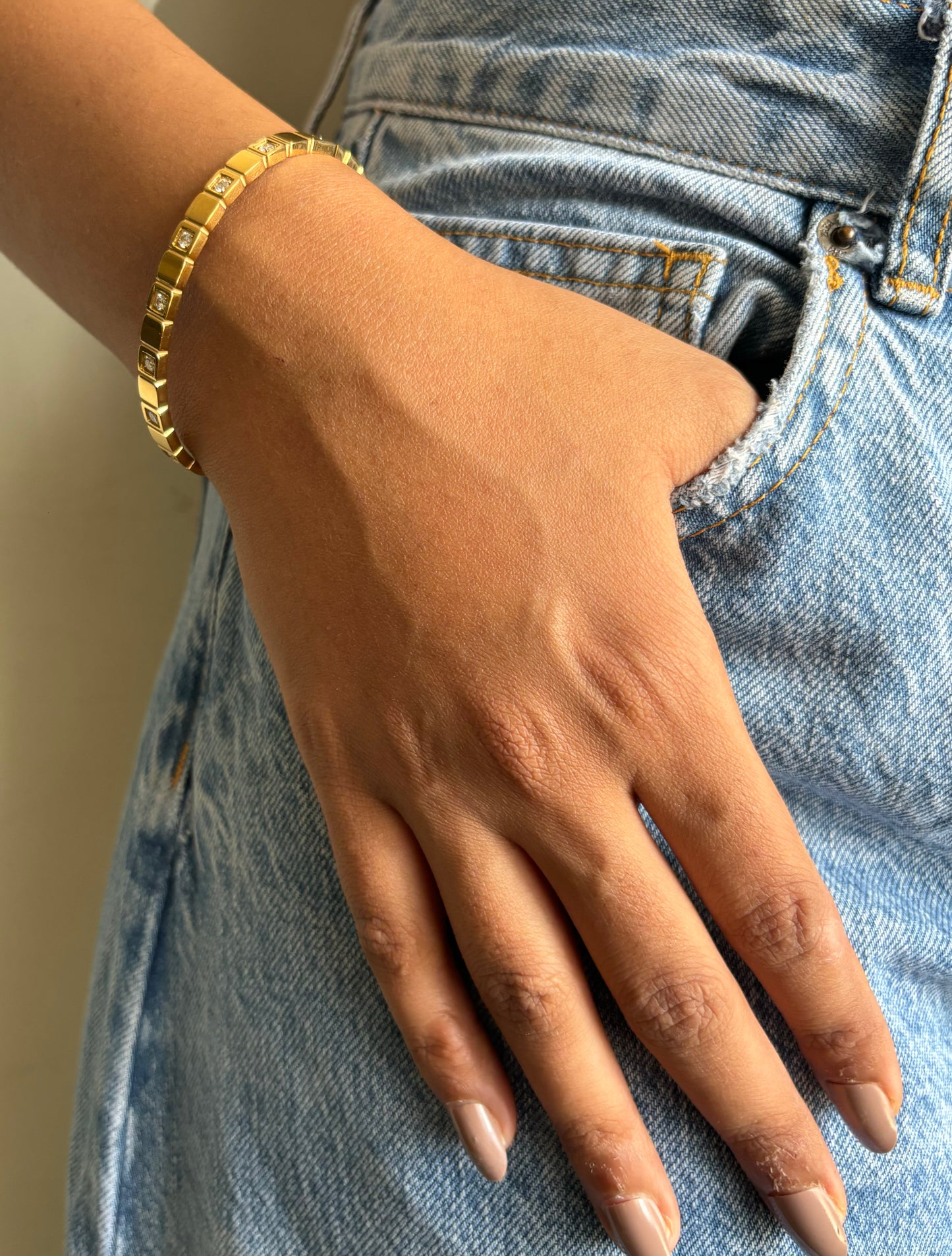 Gold Cube Studded Bracelet