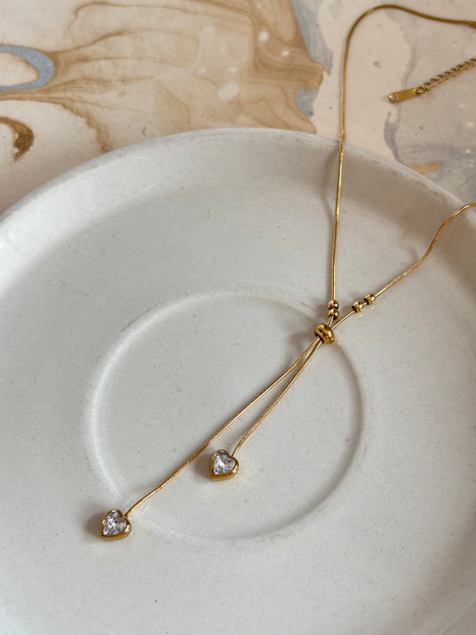 Clear Heart Pull-up necklace
