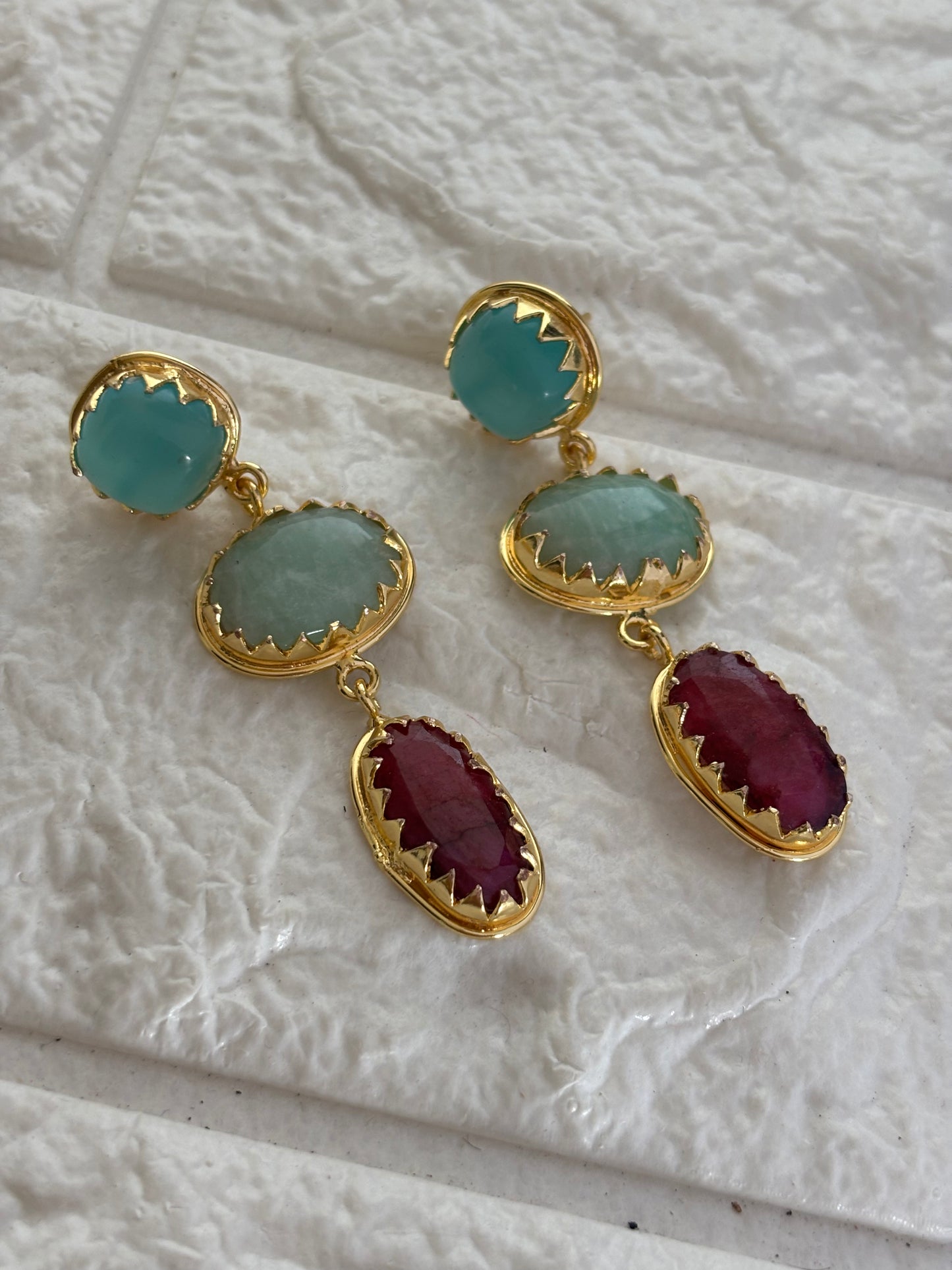 Renne Natural-Stone Danglers Brass