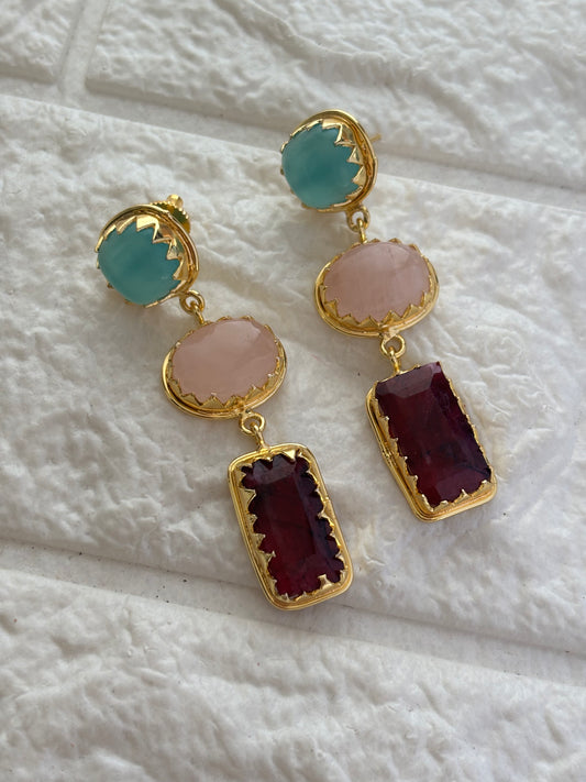 Renne Natural-Stone Danglers Brass