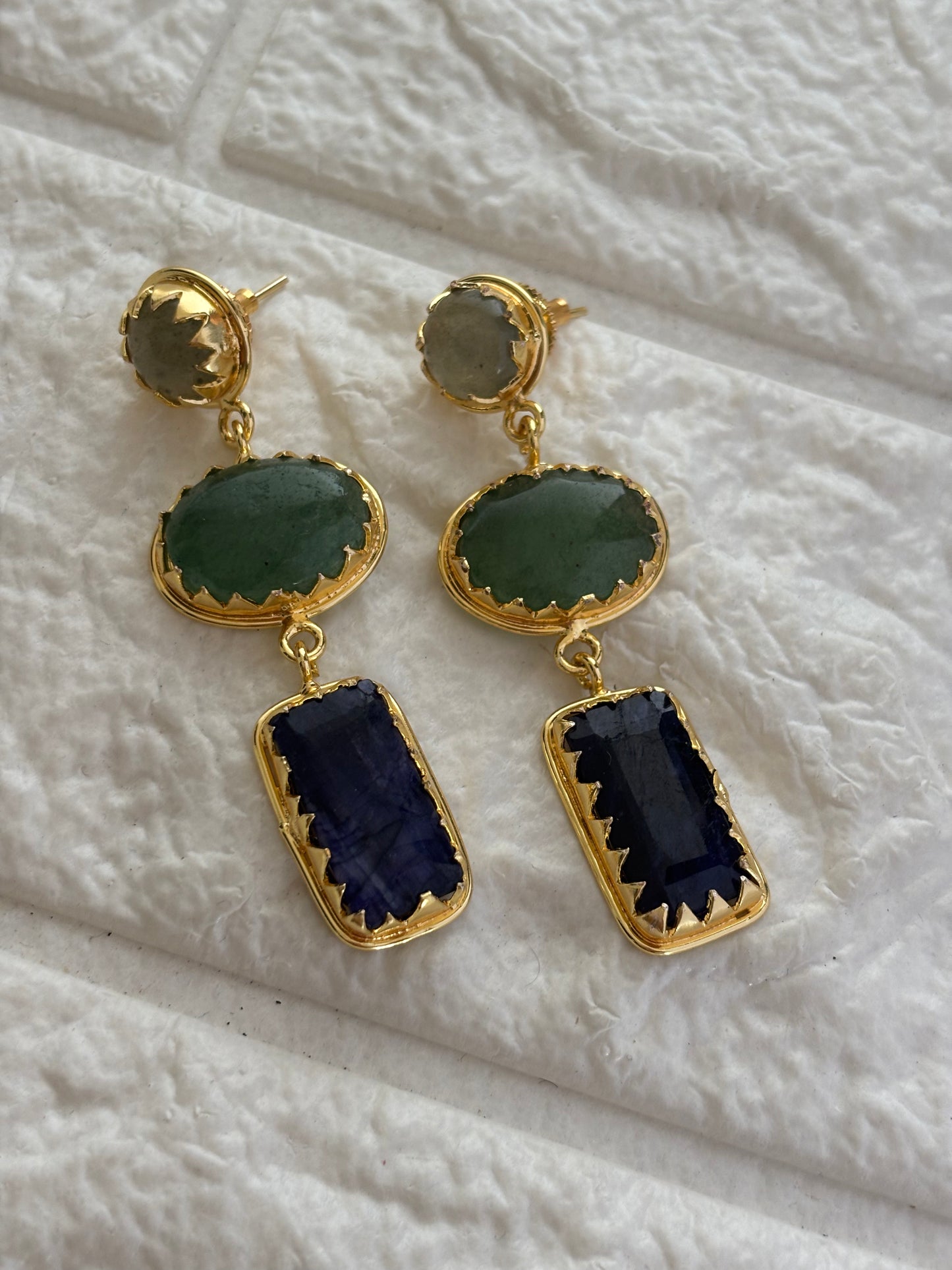 Renne Natural-Stone Danglers Brass
