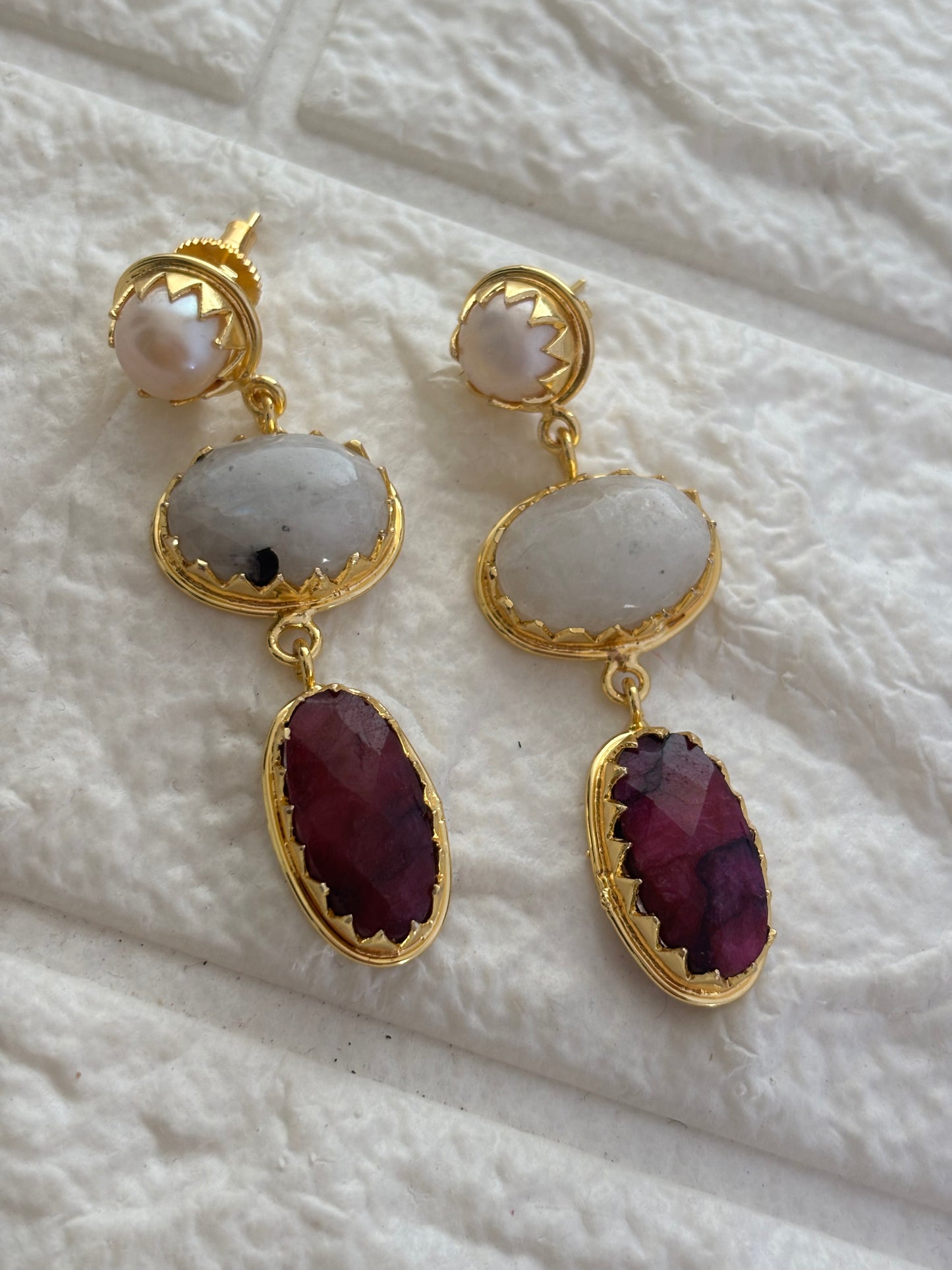 Renne Natural-Stone Danglers Brass