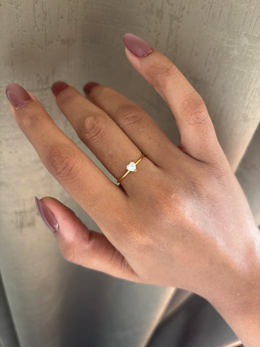 Dainty Heart Solitaire Ring