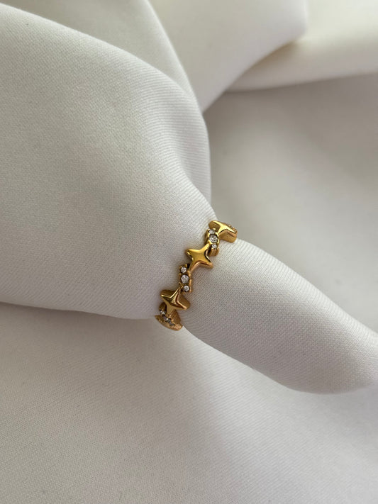 Shinning Studded Adjustable Ring