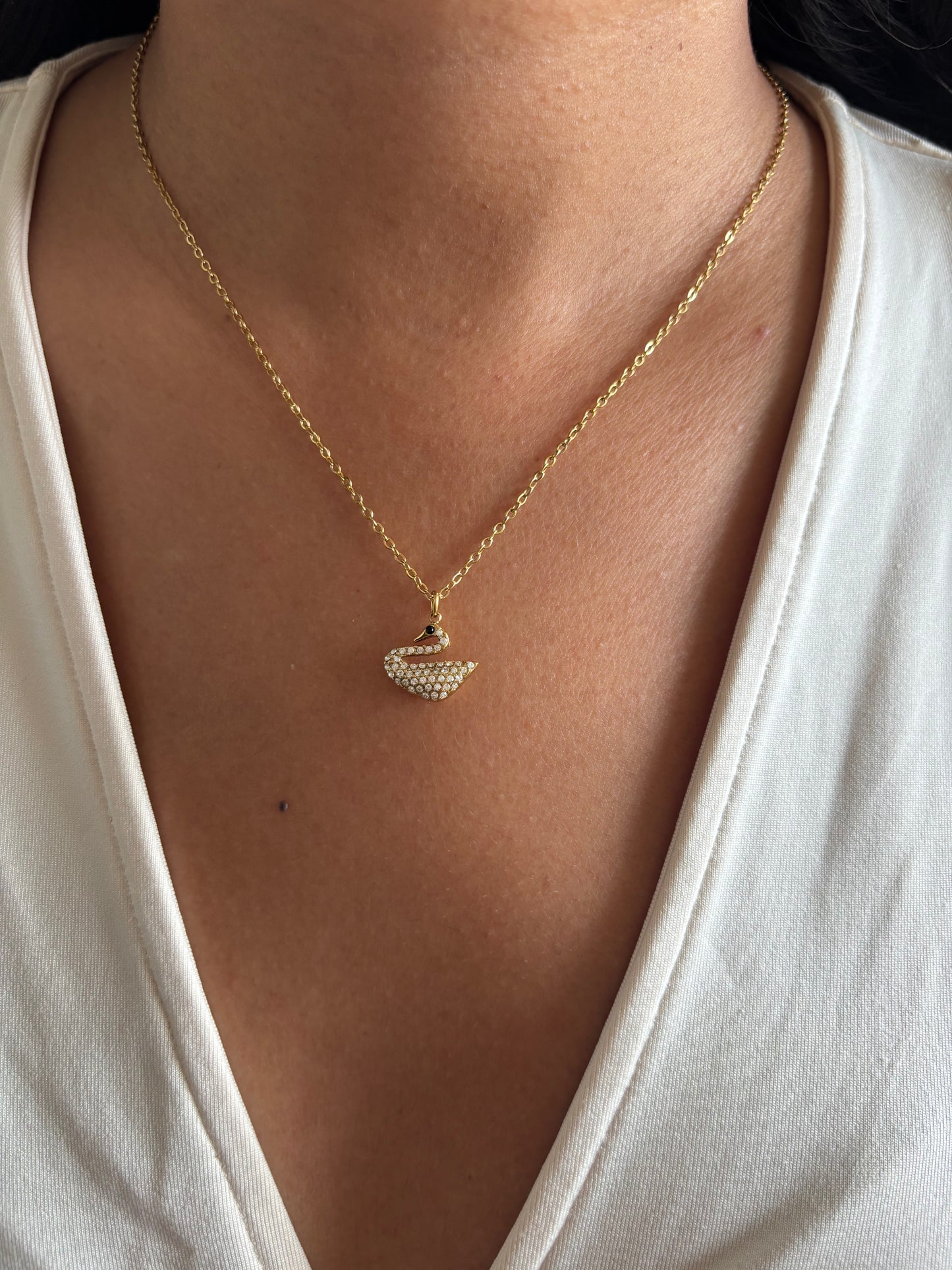 Studded Swan Necklace