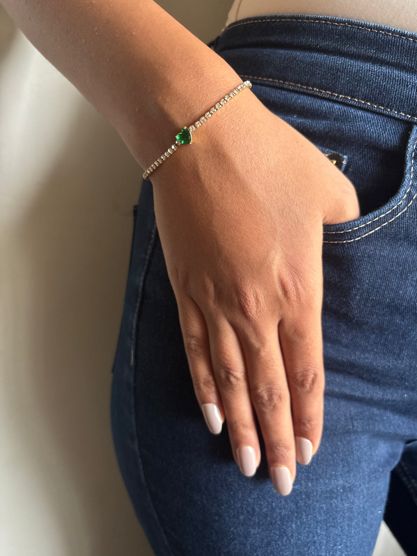 Emerald heart tennis Bracelet