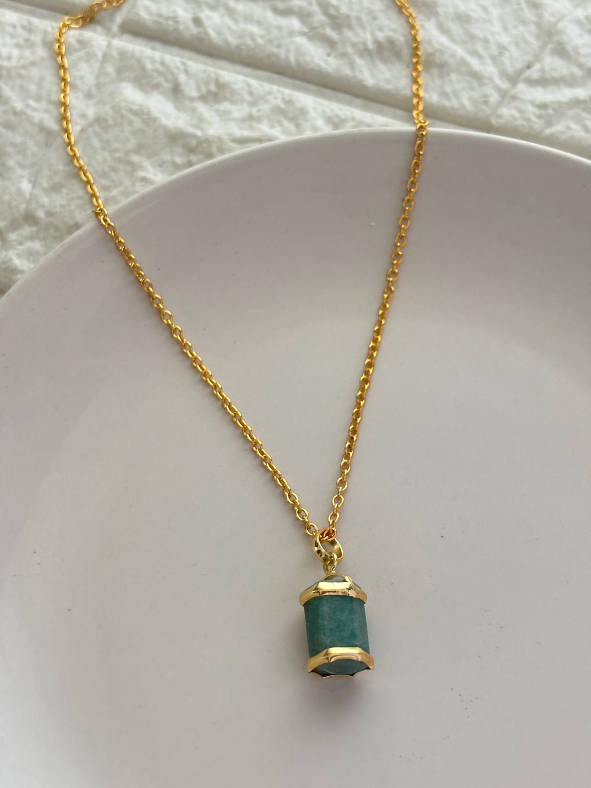Kate Color Natural stone Necklace -Brass