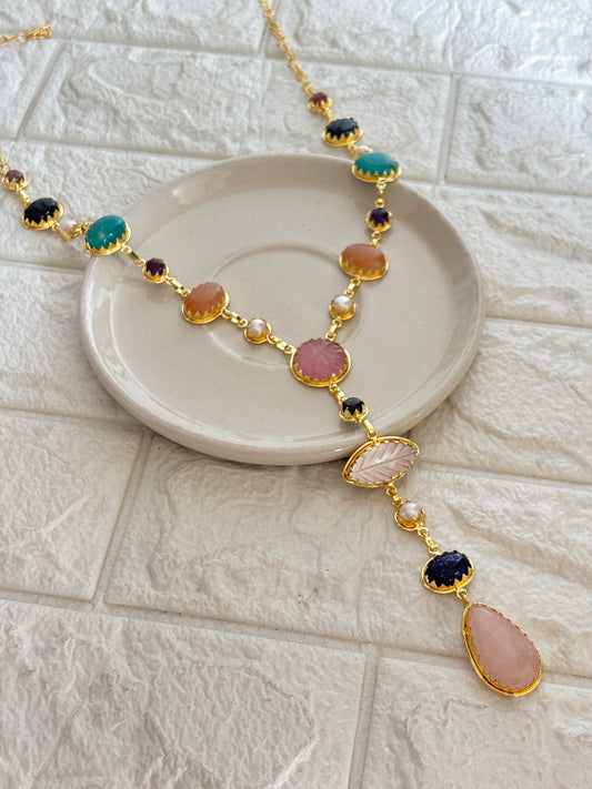 Kristen Heritage Natural Stone Necklace Brass