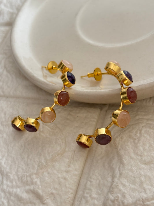 Diana Multi-color Hoops-Brass