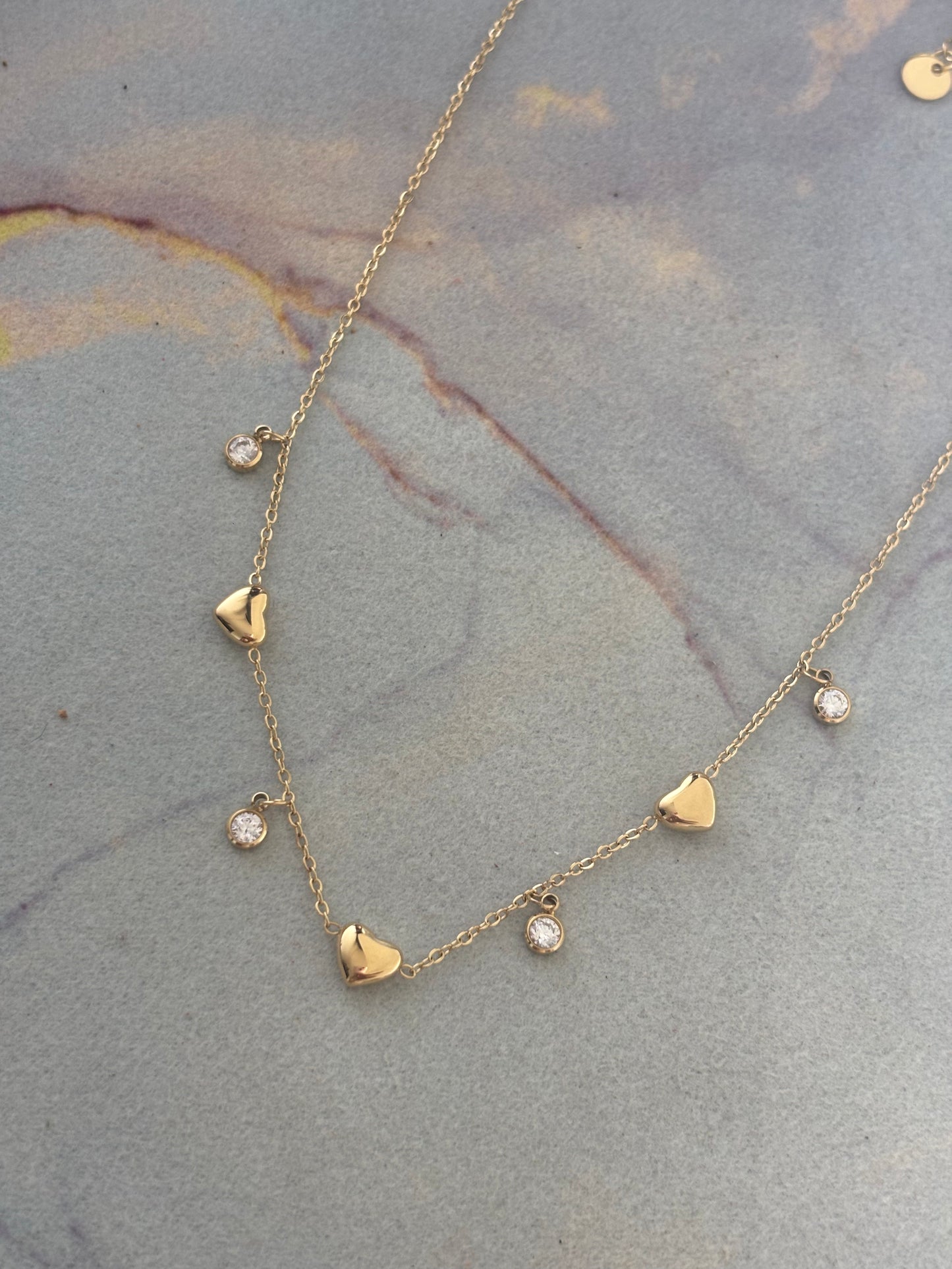 Studded Heart Charm Necklace