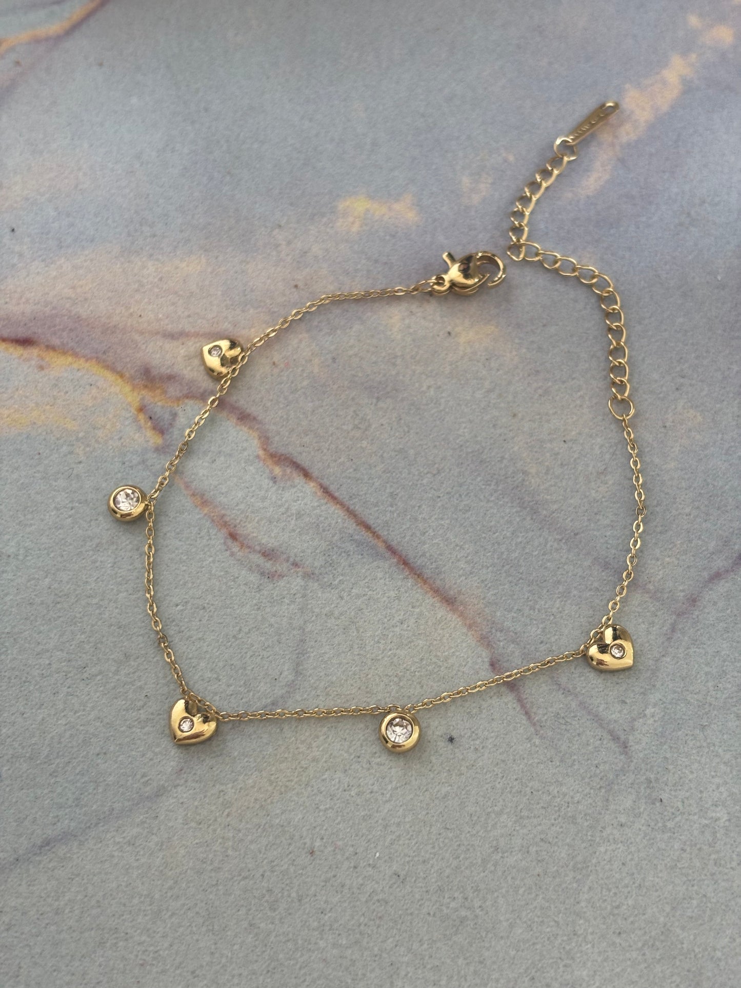 Studded Mini Heart Charm Bracelet