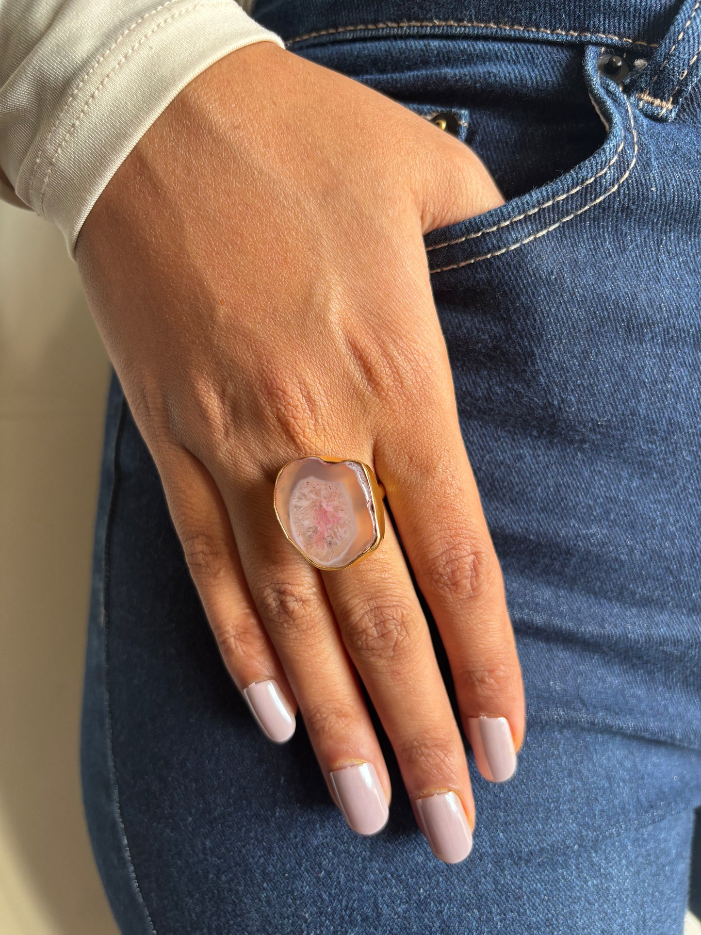 Galaxy Stone Adjustable Ring - Brass