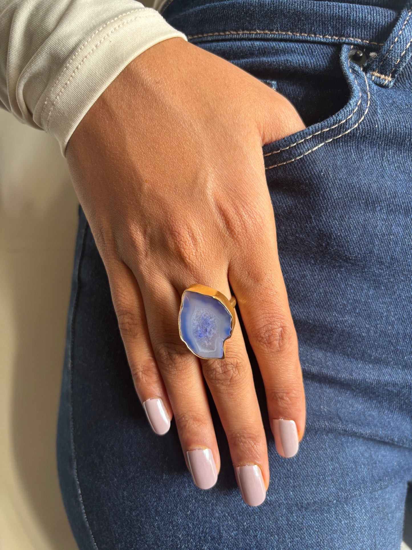 Galaxy Stone Adjustable Ring - Brass