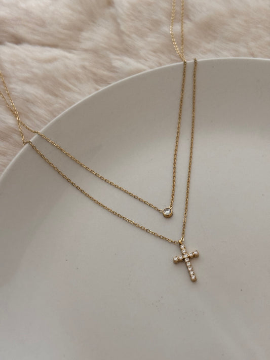 Dainty Layered Cross Necklace