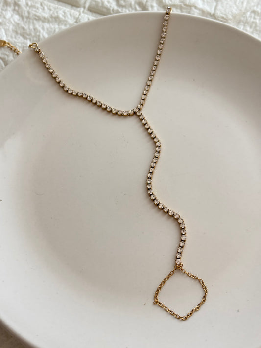 Shining Studded Tennis Hand Chain