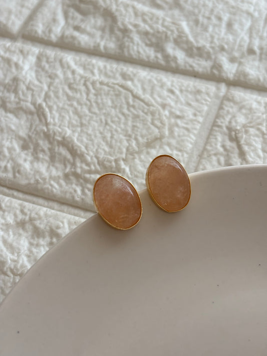 Pebble Natural Stone Studs Brass