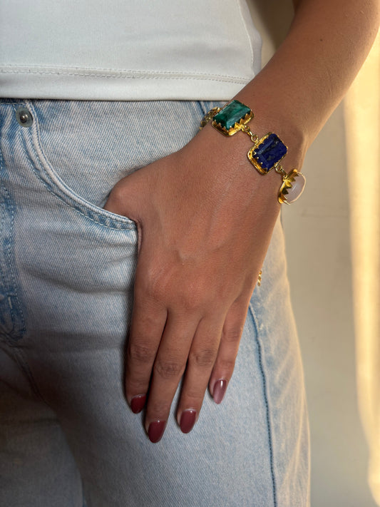 Renne Natural Stone Bracelet Brass