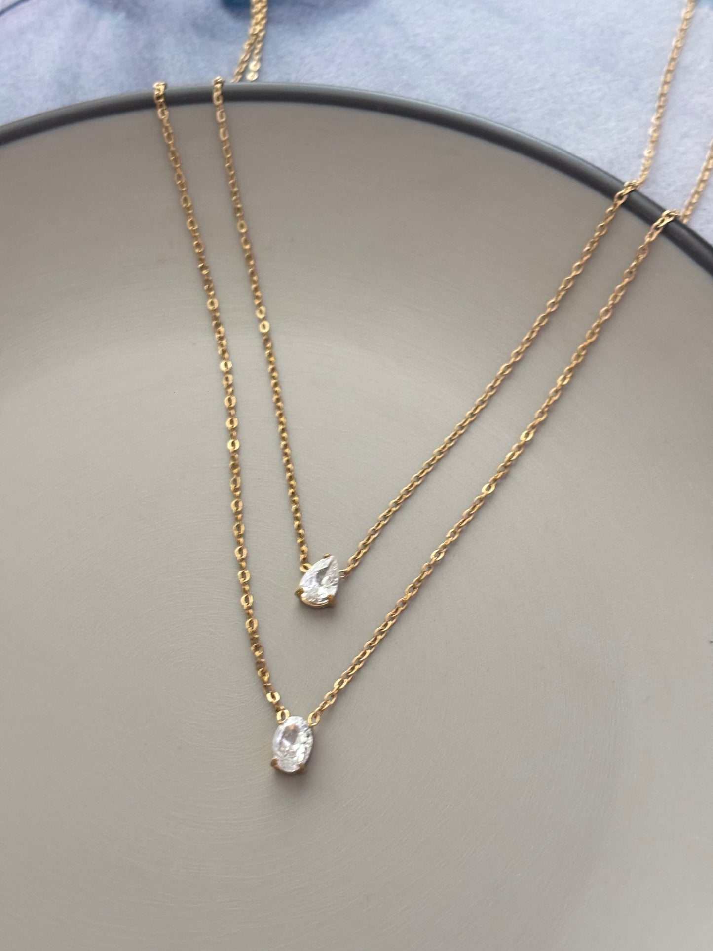 Oval Drop Solitaire Necklace