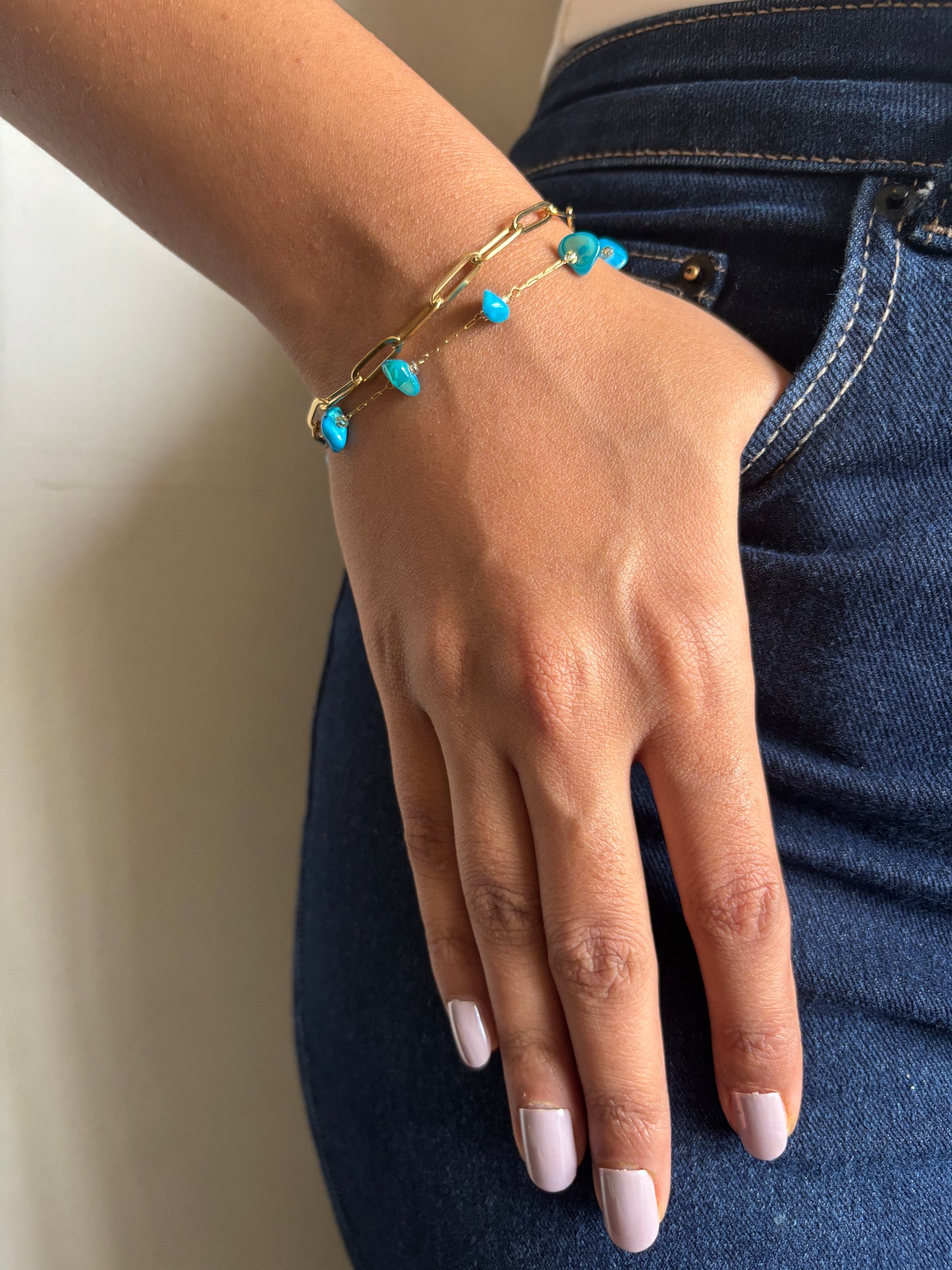 Blue Pebble Cuban Bracelet