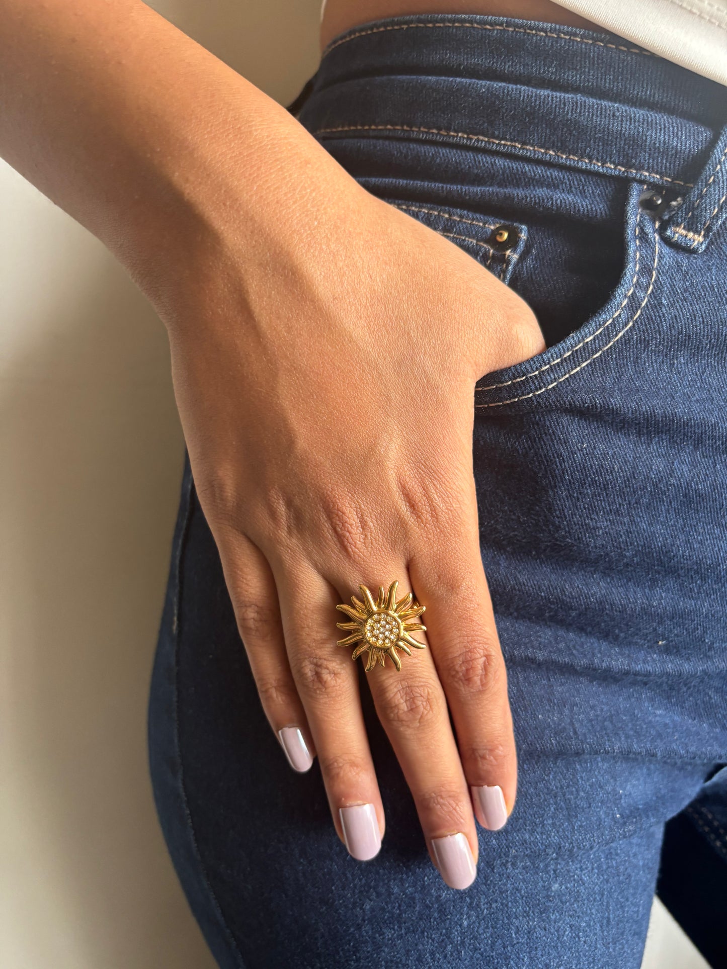 Studded Sunshine Adjustable Ring