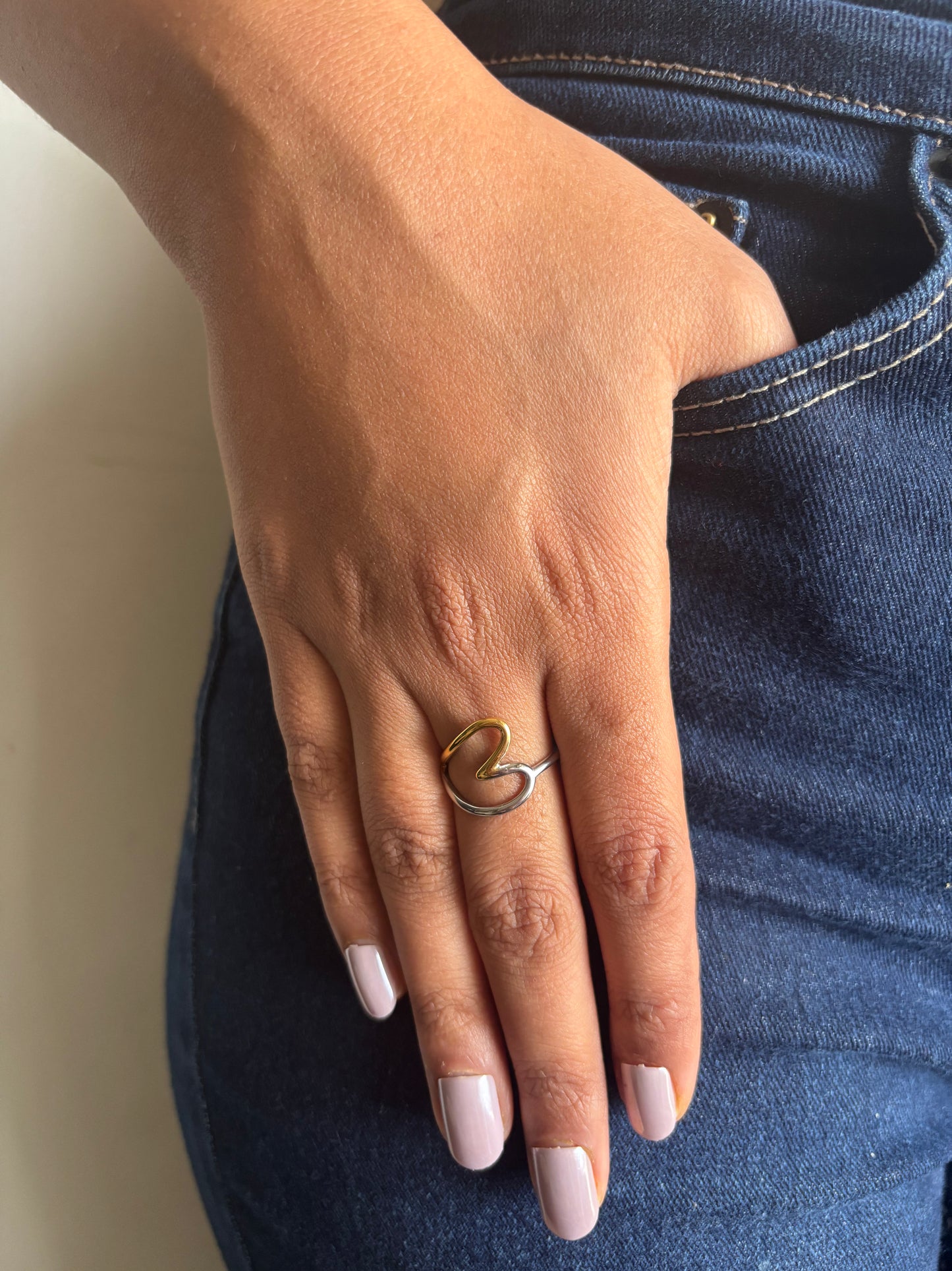 Heart Cut-out dual Tone Ring (Size-7)