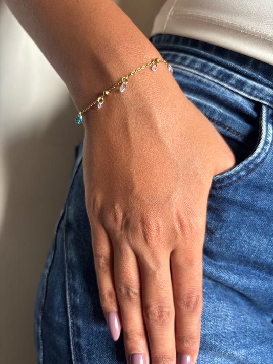 Dainty Multi Drop Charm Bracelet