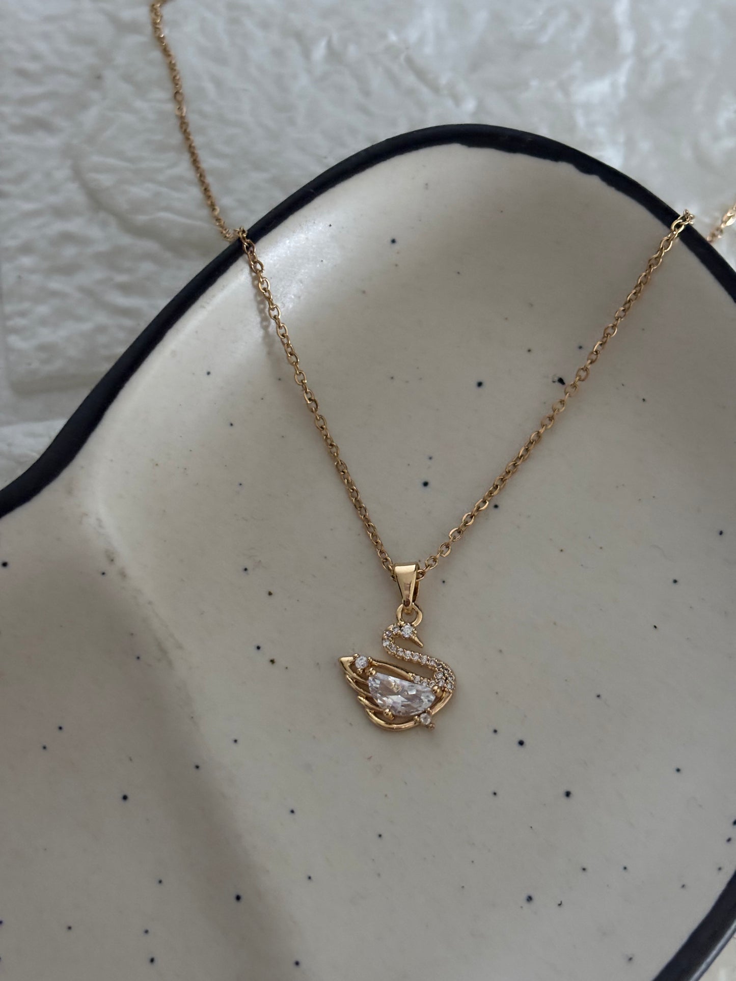 Studded Swan Necklace
