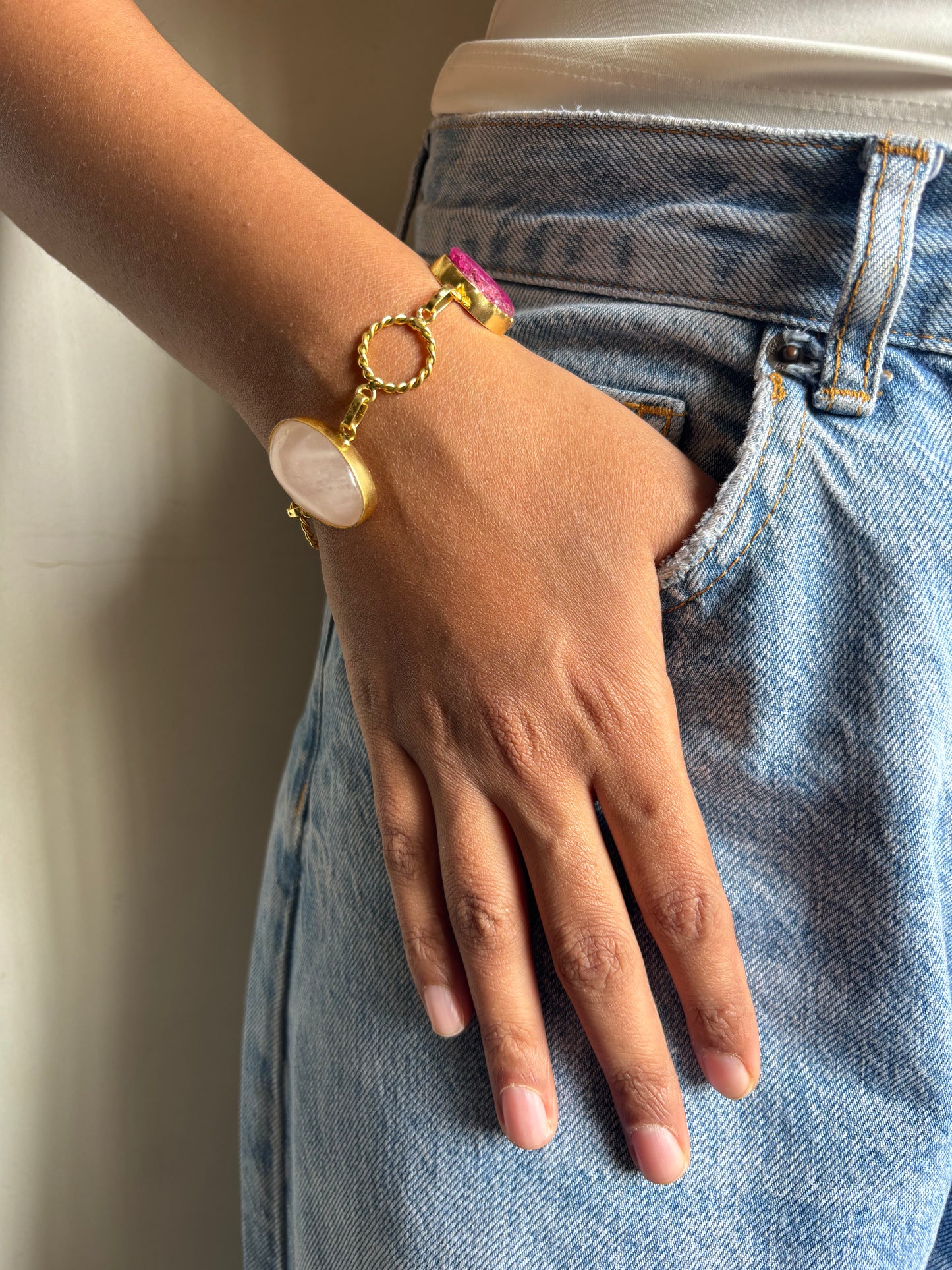Kim Natural Stone Bracelet- Brass