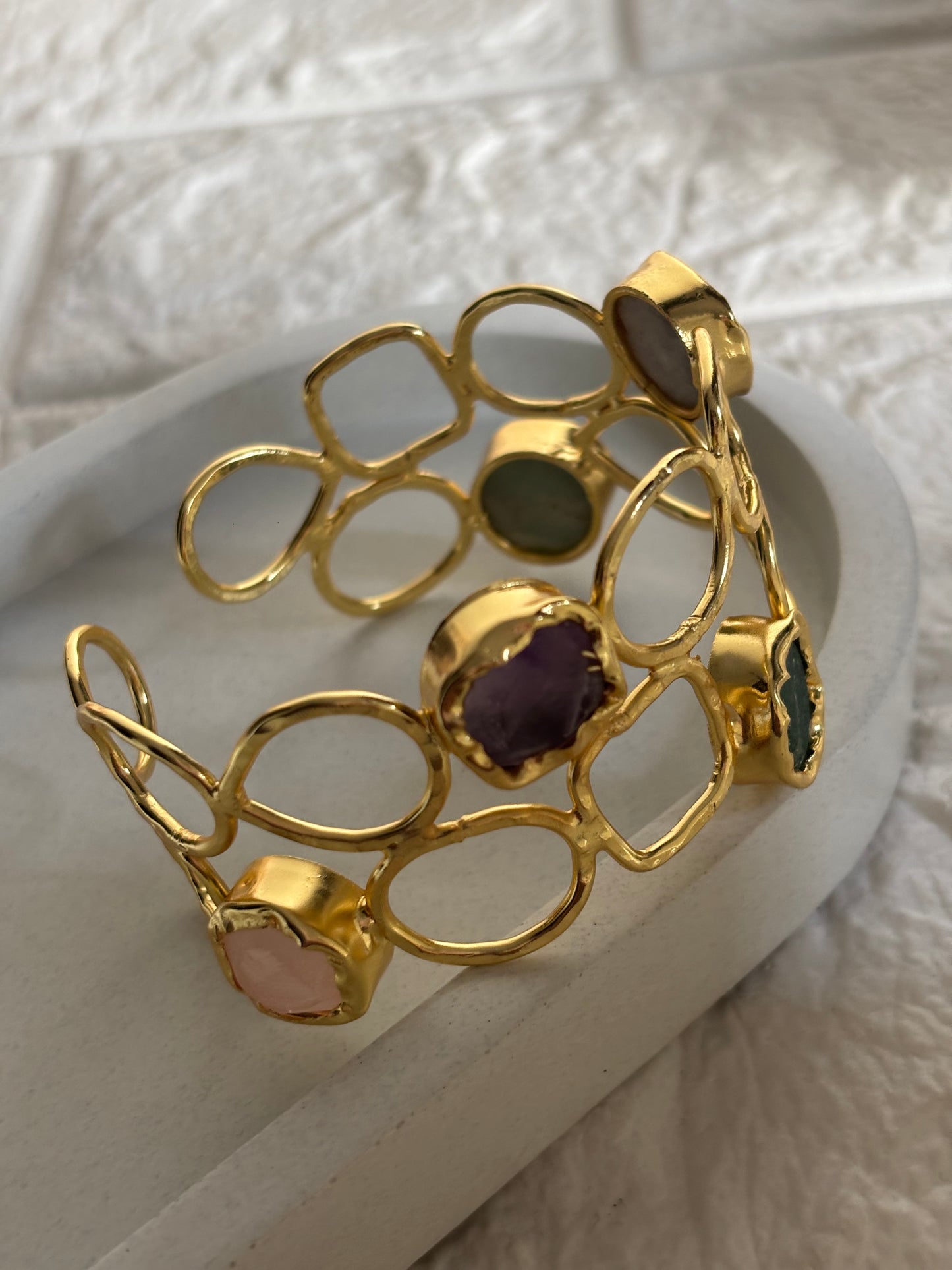 Maze Colorful Adjustable Cuff- Brass