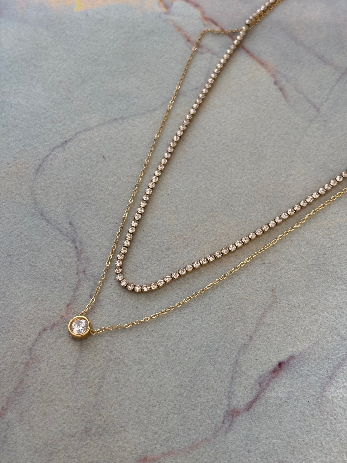 Tennis Bloom Layered Necklace