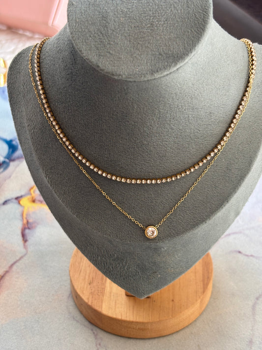 Tennis Bloom Layered Necklace