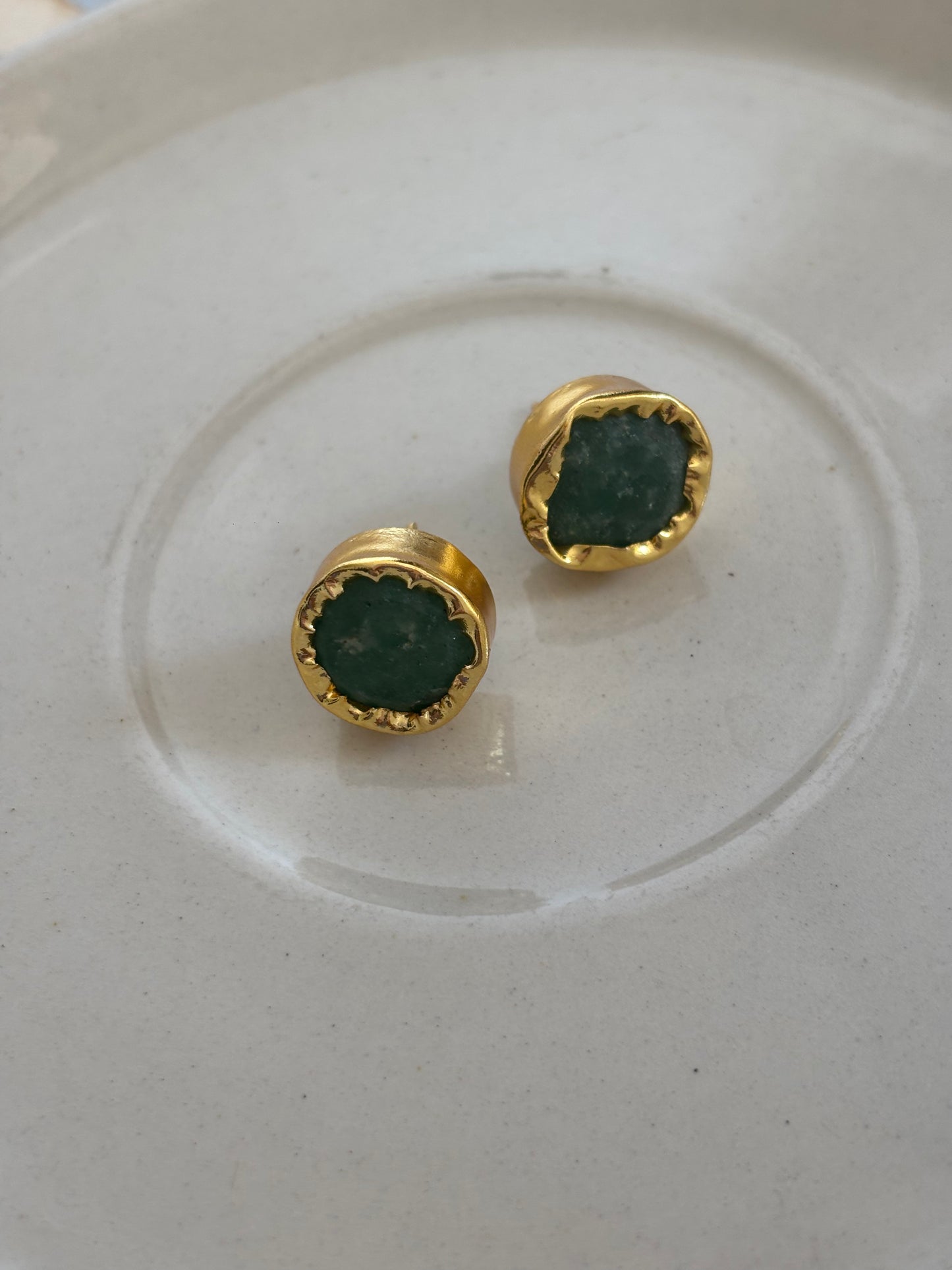 Natural Stone Studs- Brass