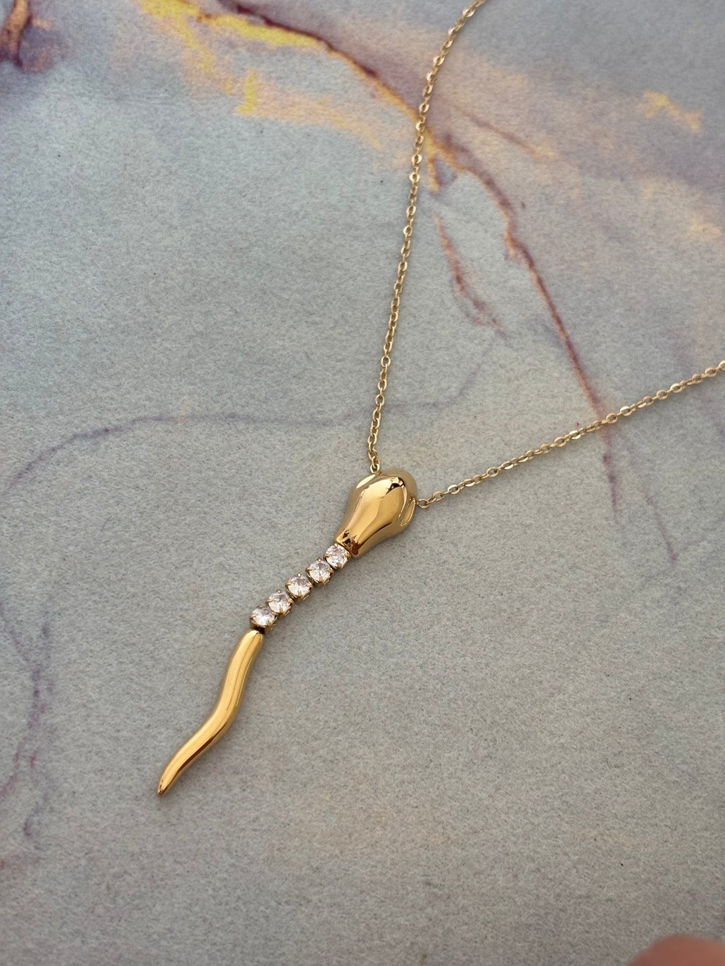 Swirl Studded Snake Necklace
