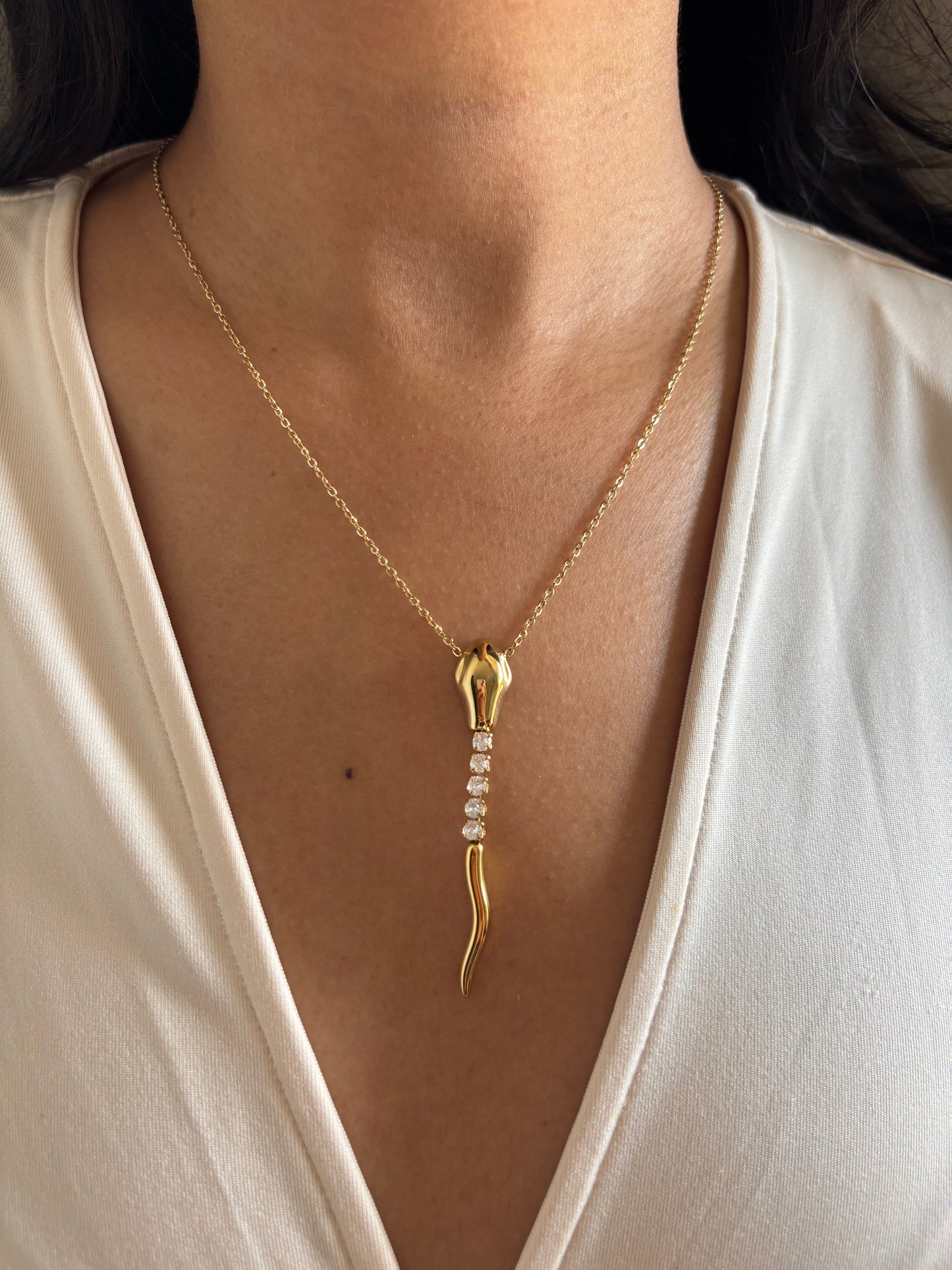 Swirl Studded Snake Necklace