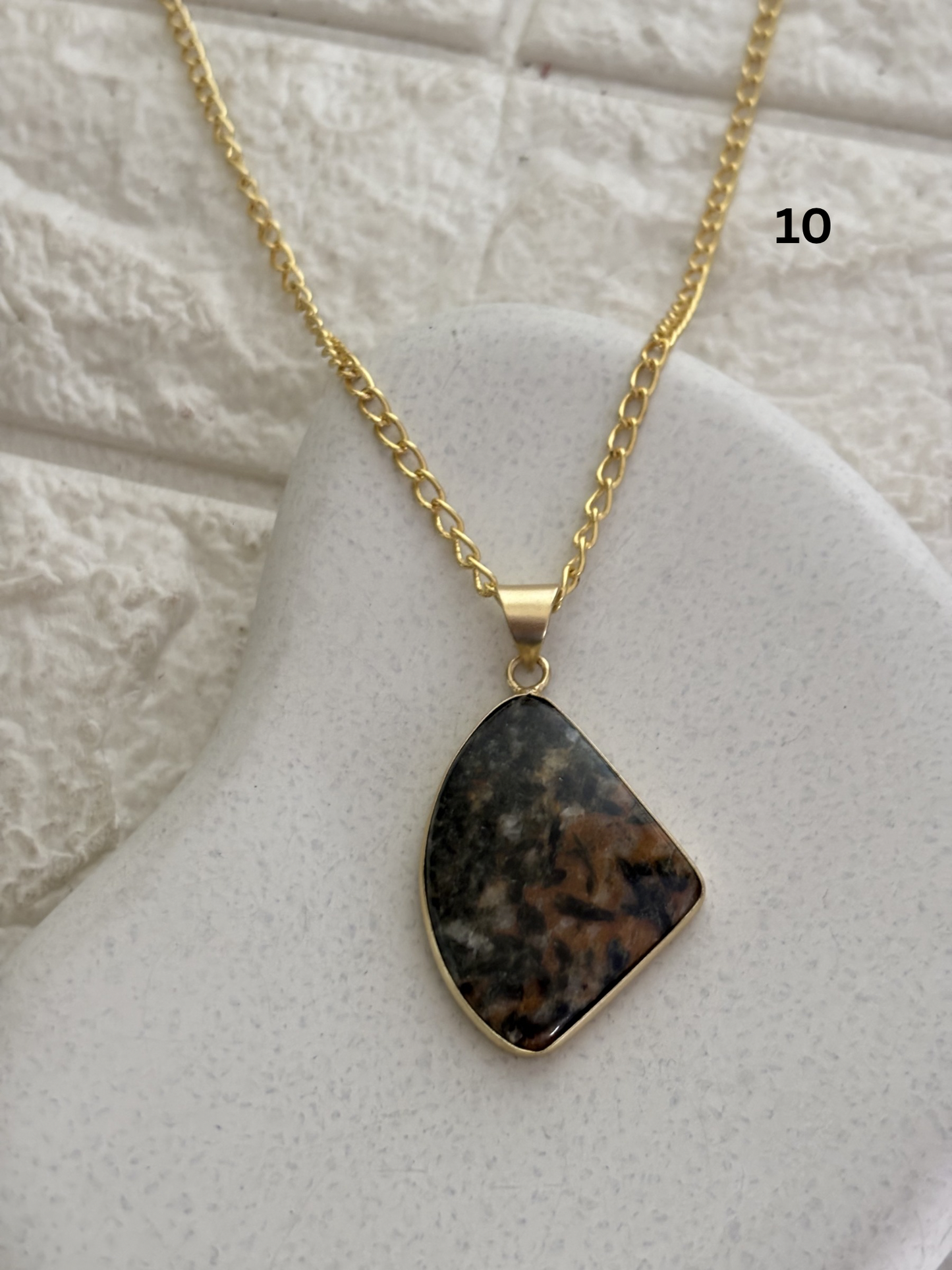 Mix color jasper stone Necklace - Brass