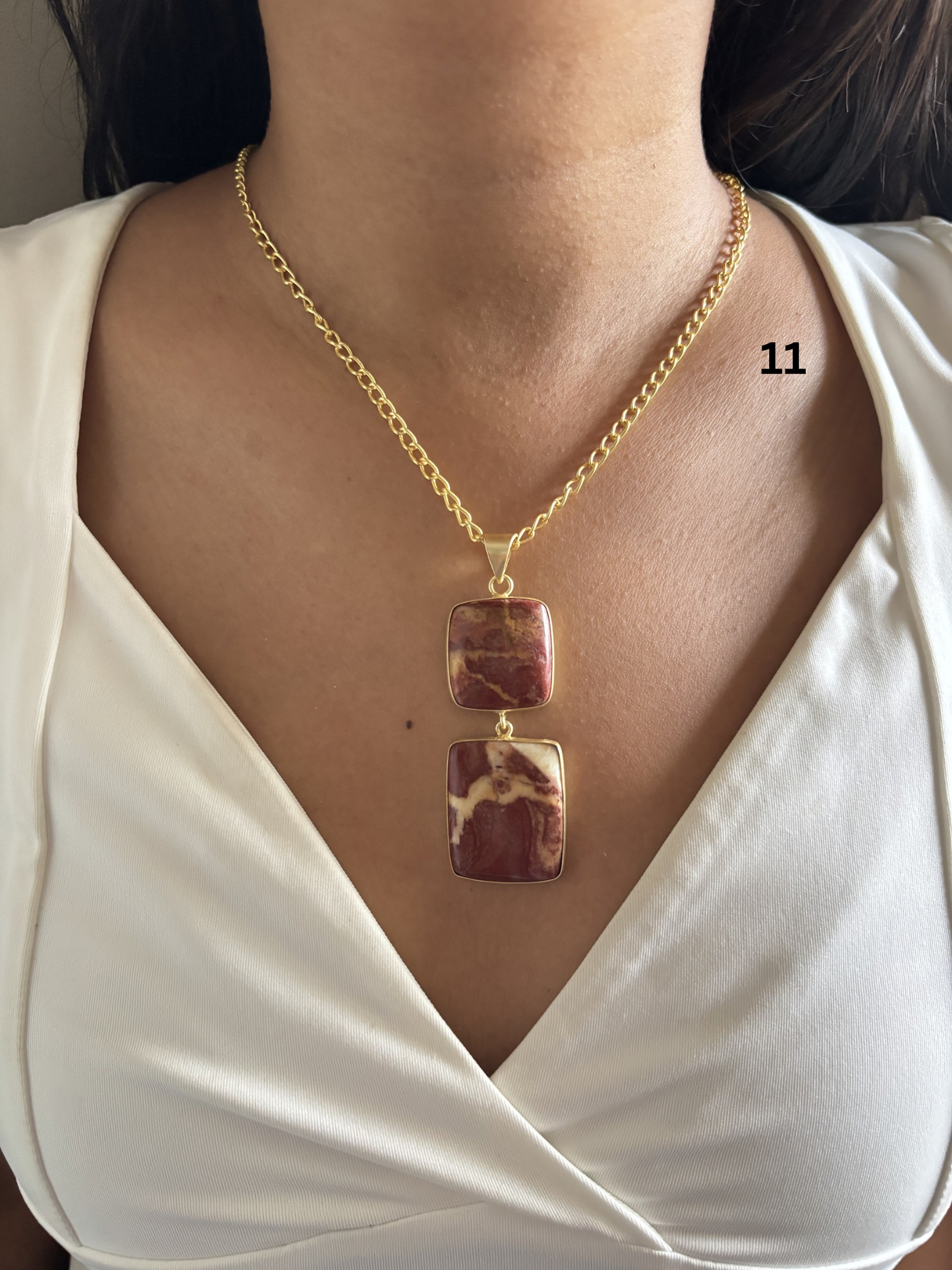 Masaba 2 Stone Necklace-Brass