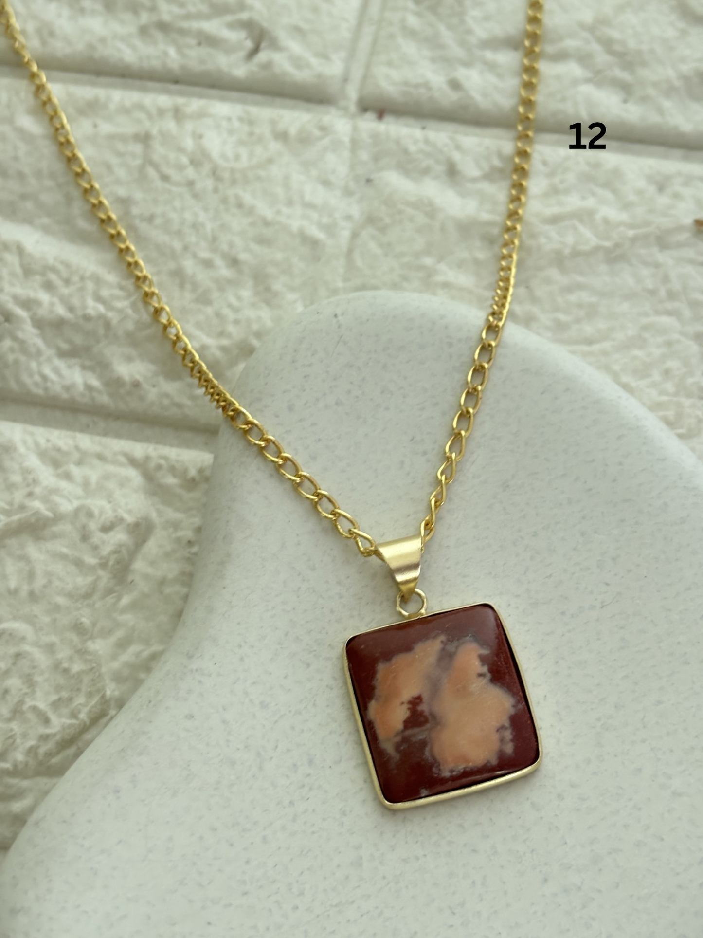 Mix color jasper stone Necklace - Brass