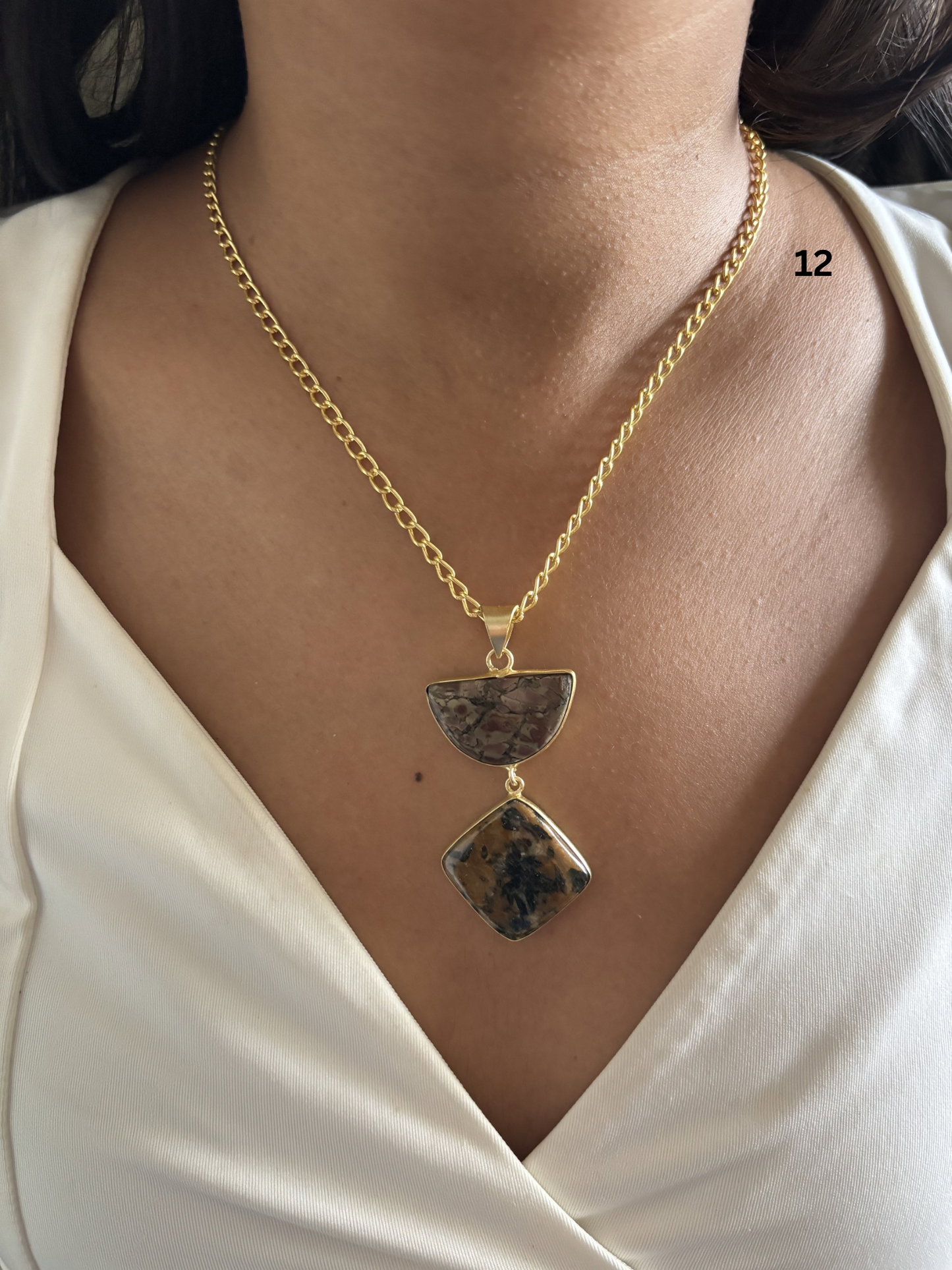Masaba 2 Stone Necklace-Brass