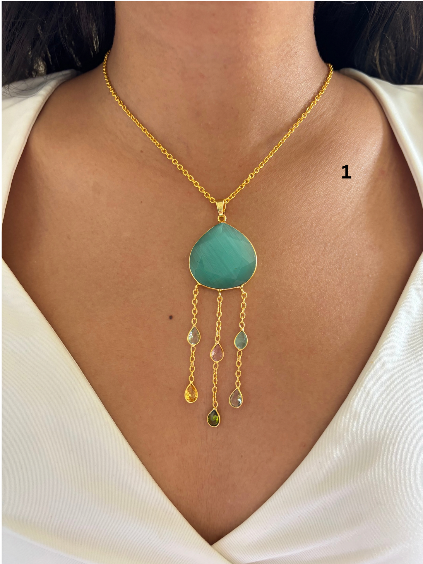 Royal Whisper Natural Stone Necklace-Brass