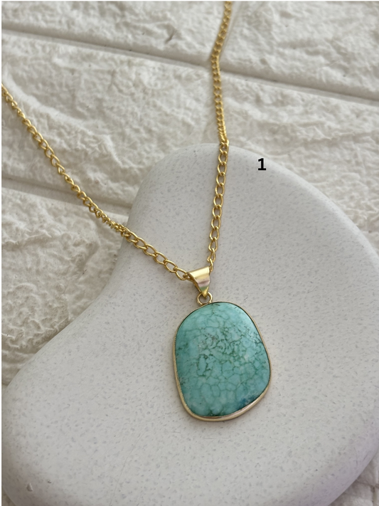 Mix color jasper stone Necklace - Brass