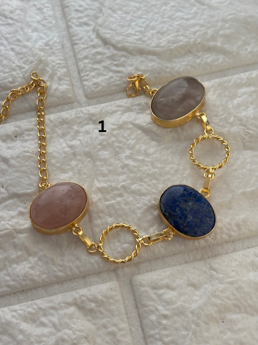 Kim Natural Stone Bracelet- Brass