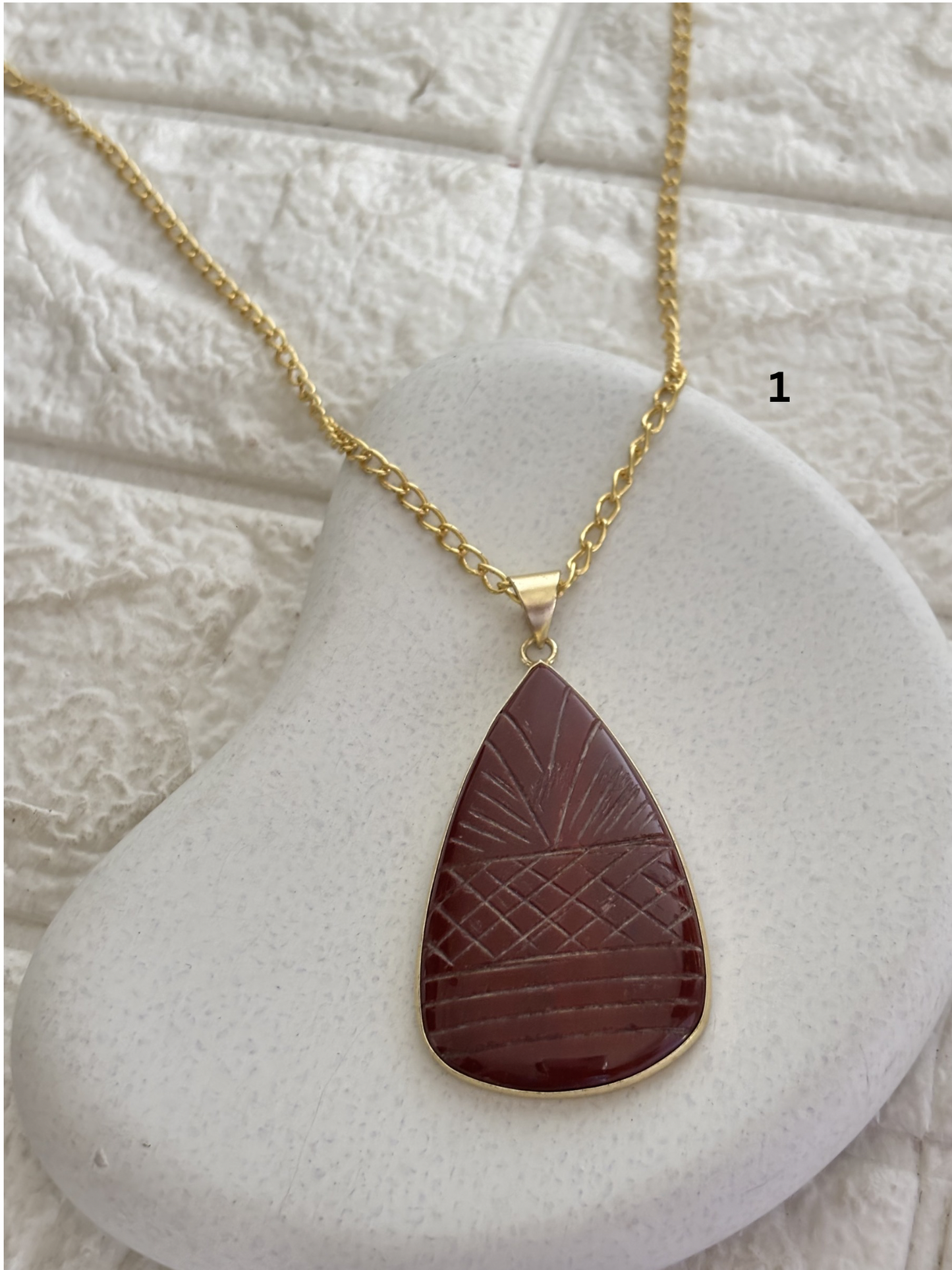 Carving Mix color Necklace- Brass