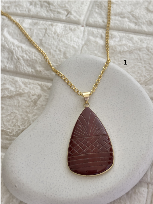 Carving Mix color Necklace- Brass
